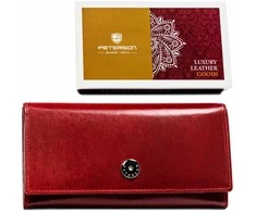 Moteriška odinė piniginė, raudona, su RFID apsauga