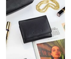 Moteriška odinė piniginė STEVENS, juoda, su RFID apsauga Z01-D02