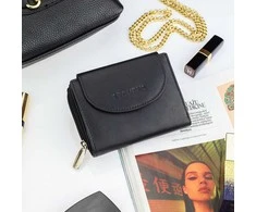 Moteriška odinė piniginė Stevens, juoda, su RFID apsauga Z01-D03