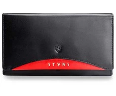 Moteriška odinė piniginė Stevens, juoda, RFID 210-R