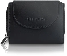 Moteriška odinė piniginė Stevens, juoda, su RFID apsauga Z01-D03