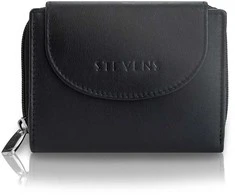 Moteriška odinė piniginė Stevens, juoda, su RFID apsauga Z01-D03