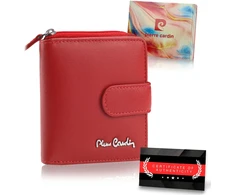 Moteriška odinė piniginė su RFID Pierre Cardin, raudona D40336