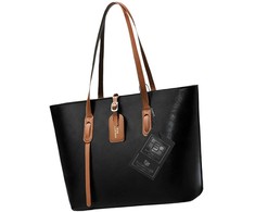 Moteriška odinė rankinė BAD&amp;BAGS, juoda su rudomis detalėmis