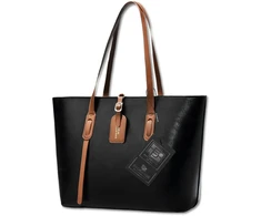 Moteriška odinė rankinė BAD&amp;BAGS, juoda su rudomis detalėmis