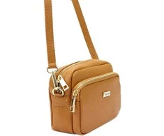 Moteriška odinė rankinė MiaMore 01-062, auksinė, ruda (camel)
