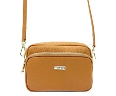 Moteriška odinė rankinė MiaMore 01-062, auksinė, ruda (camel)