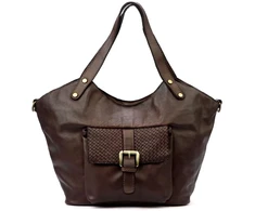 Moteriška odinė shopper tipo rankinė VS016, tamsiai ruda, talpina A4