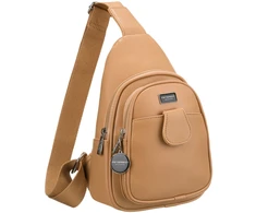 Moteriška sportinė „Peterson“ crossbody rankinė per petį, smėlio spalvos, iš ekologiškos odos RT35