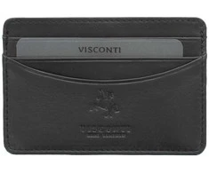 Natūralios odos kortelių dėklas vyrams Visconti, juodas