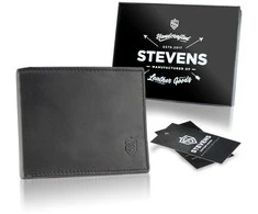 Natūralios odos SLIM piniginė vyrams Stevens 84, juoda