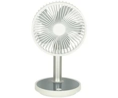 Nešiojamas belaidis USB stalo ventiliatorius su akumuliatoriumi, 4 greičiai, LED, 38 cm, baltas