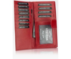 Odinė piniginė moterims Stevens Z02 / BR-210 su RFID apsauga, raudona