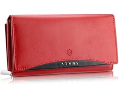 Odinė piniginė moterims Stevens Z02 / BR-210 su RFID apsauga, raudona