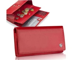 Odinė piniginė moterims Stevens Z03-063M su RFID apsauga, raudona