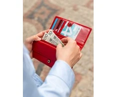 Odinė piniginė moterims Stevens Z03-063M su RFID apsauga, raudona
