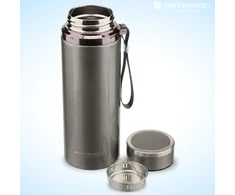 „Peterson“ plieno termopuodelis 750 ml su arbatos sieteliu, sidabrinis, karštiems ir šaltiems gėrimams