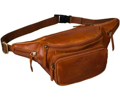 Peterson vyriška maža odinė juosmens ir per petį nešiojama rankinė (crossbody), ruda RT7