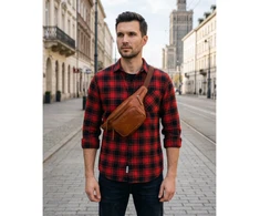 Peterson vyriška maža odinė juosmens ir per petį nešiojama rankinė (crossbody), ruda RT7