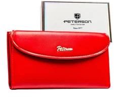 Raudona lygi moteriška ekologiškos odos piniginė su magnetiniu užsegimu „Peterson“ ST34