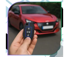 Silikoninis raktelio dėklas juodai mėlynas Peugeot A122