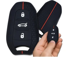 Silikoninis raktelio dėklas juodai raudonas Peugeot A124