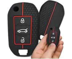 Silikoninis raktelio dėklas juodai raudonas Peugeot/Citroen A123