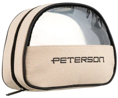 Sintetinio audinio kosmetinė su permatomu langeliu Peterson, smėlio ir juoda RT25
