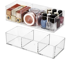 Skaidrus PVC kosmetikos organizatorius, 3 skyriai TP159