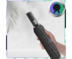 Skėtis juodas automatinis ANTI-UV sulankstomas