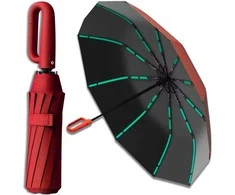 Skėtis raudonas automatinis ANTI-UV sulankstomas