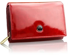Talpi moteriška odinė RFID piniginė STEVENS®, raudona lakuota, krokodilo rašto D40034