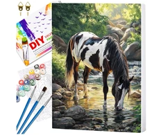 Tapyba pagal numerius su rėmu 40 x 50 cm „Žirgas prie upelio“ TP57