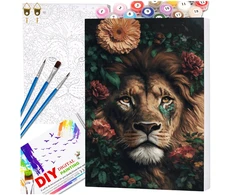 Tapyba pagal numerius su rėmu 40 x 50 cm „Liūtas gėlėse“ TP53