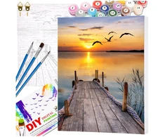 Tapyba pagal numerius su rėmu 40x50 cm „Saulėlydis prie ežero“ TP46