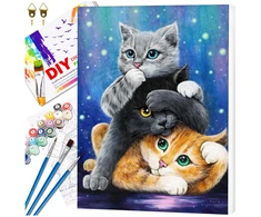 Tapyba pagal numerius su rėmu 40x50 cm „Urocze Kotki“ TP34