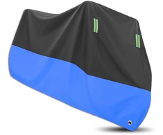 Bez Marki Vandeniui atsparus XL uždangalas motociklui, motoroleriui ar dviračiui 230 × 90 × 125 cm (juoda–mėlyna)