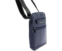 Vyriška mėlyna eko odos crossbody piniginė Pierre Cardin su reguliuojamu dirželiu