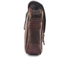 Vyriška odinė crossbody piniginė EL FORREST MB11-22, ruda, su auksinės spalvos detalėmis