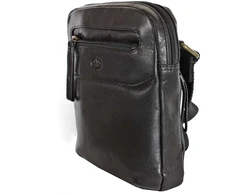 Vyriška odinė crossbody piniginė EL FORREST MB10-61/67, juoda, su auksinės spalvos detalėmis