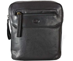 Vyriška odinė crossbody piniginė EL FORREST MB10-61/67, juoda, su auksinės spalvos detalėmis