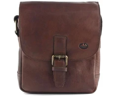 Vyriška odinė crossbody piniginė EL FORREST MB11-22, ruda, su auksinės spalvos detalėmis