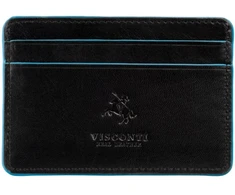 Vyriška odinė kortelių piniginė, Visconti Trento ALP90, juoda, su RFID apsauga