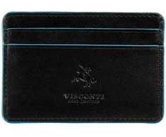 Vyriška odinė kortelių piniginė, Visconti Trento ALP90, juoda, su RFID apsauga