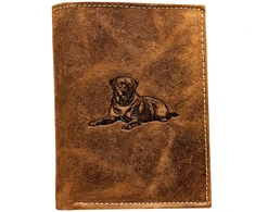 Vyriška odinė piniginė, ruda, su šuns įspaudu