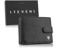 Vyriška odinė piniginė Stevens 325A Carbon, juoda
