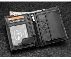 Vyriška odinė piniginė Stevens 326 Carbon, juoda
