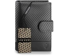 Vyriška odinė piniginė Stevens Carbon, juoda, su RFID apsauga 02-326A-R