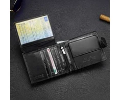 Vyriška odinė piniginė STEVENS, juoda, su RFID apsauga 8888A-R