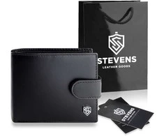 Vyriška odinė piniginė Stevens su RFID apsauga, juoda PREMIUM 03-325A